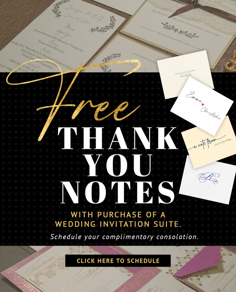 Thank you for your interest in Party Harty Event's free Thank You Notes offer with the purchase of a Wedding Invitation Suite.